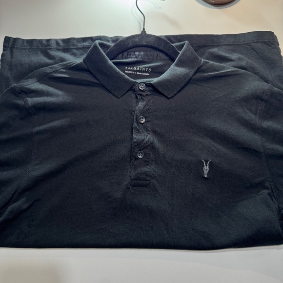 AllSaints Vidal Youth/Teen Polo Shirt Regular Fit Short Sleeve Black Size M - Picture 3 of 10
